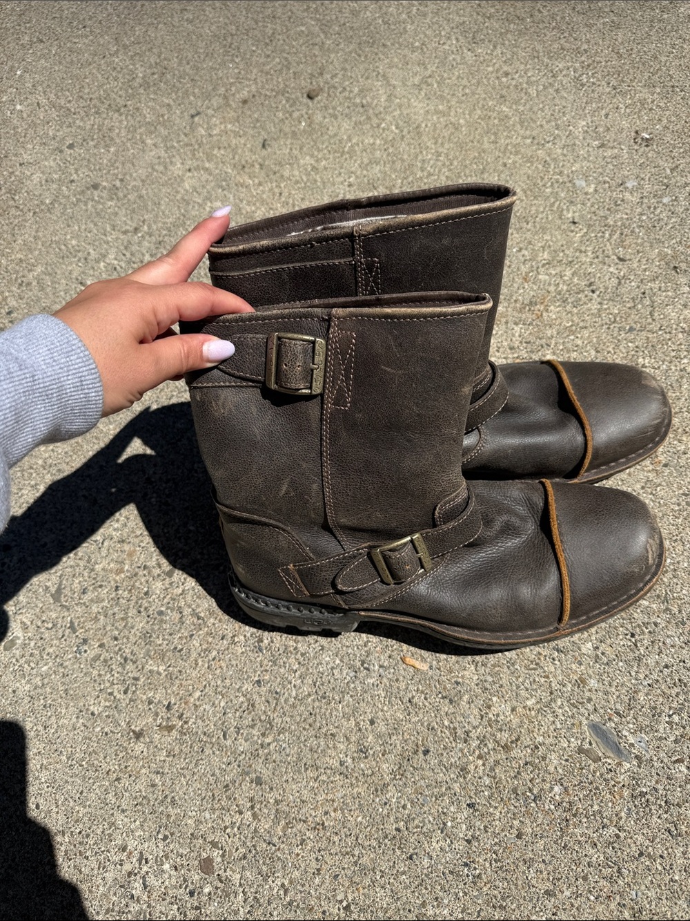 Brown Leather Buckle Boots